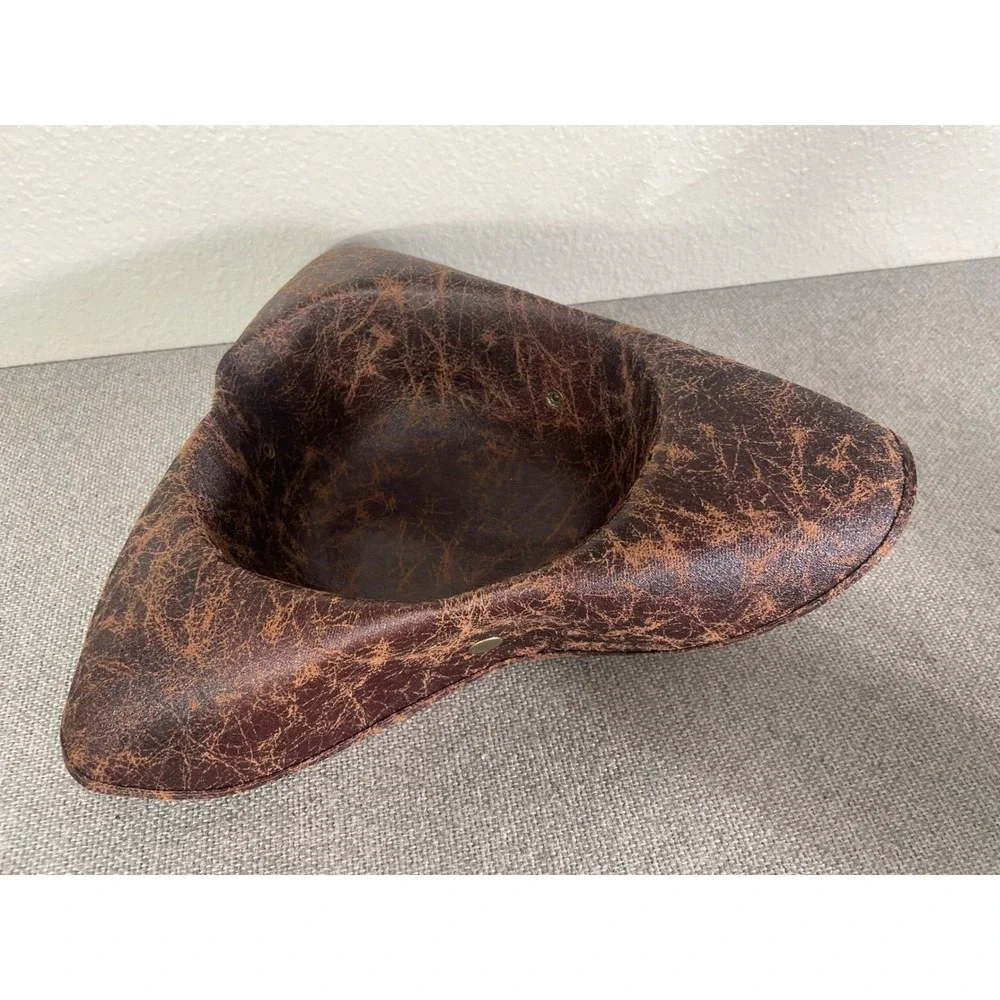 Kids Brown Distressed Faux Leather Tricorn Hat Pirate Colonial Halloween Costume